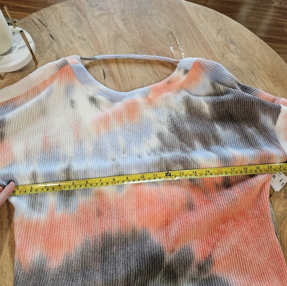 Flirtitude Tie-Dye Crossover Sweatshirt - Blue, Orange, Gray - Picture 6 of 7